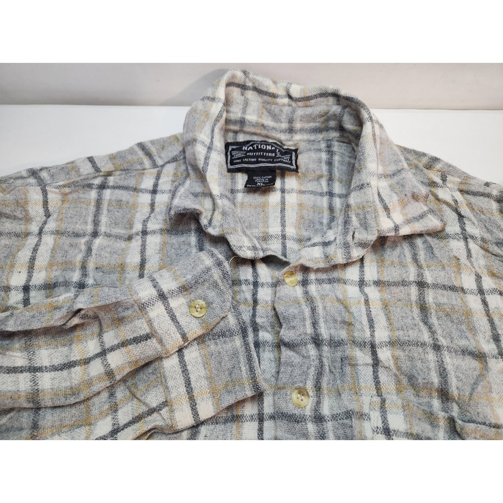 National Outfitters Mens Plaid Long Sleeve Button Down Shirt‎ XL Cotton Casual